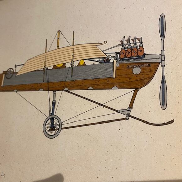 W. King‎ Ambler 1909 Antoinette Early Airplane Print Framed Reg. Do. 5209-621 - Picture 7 of 13